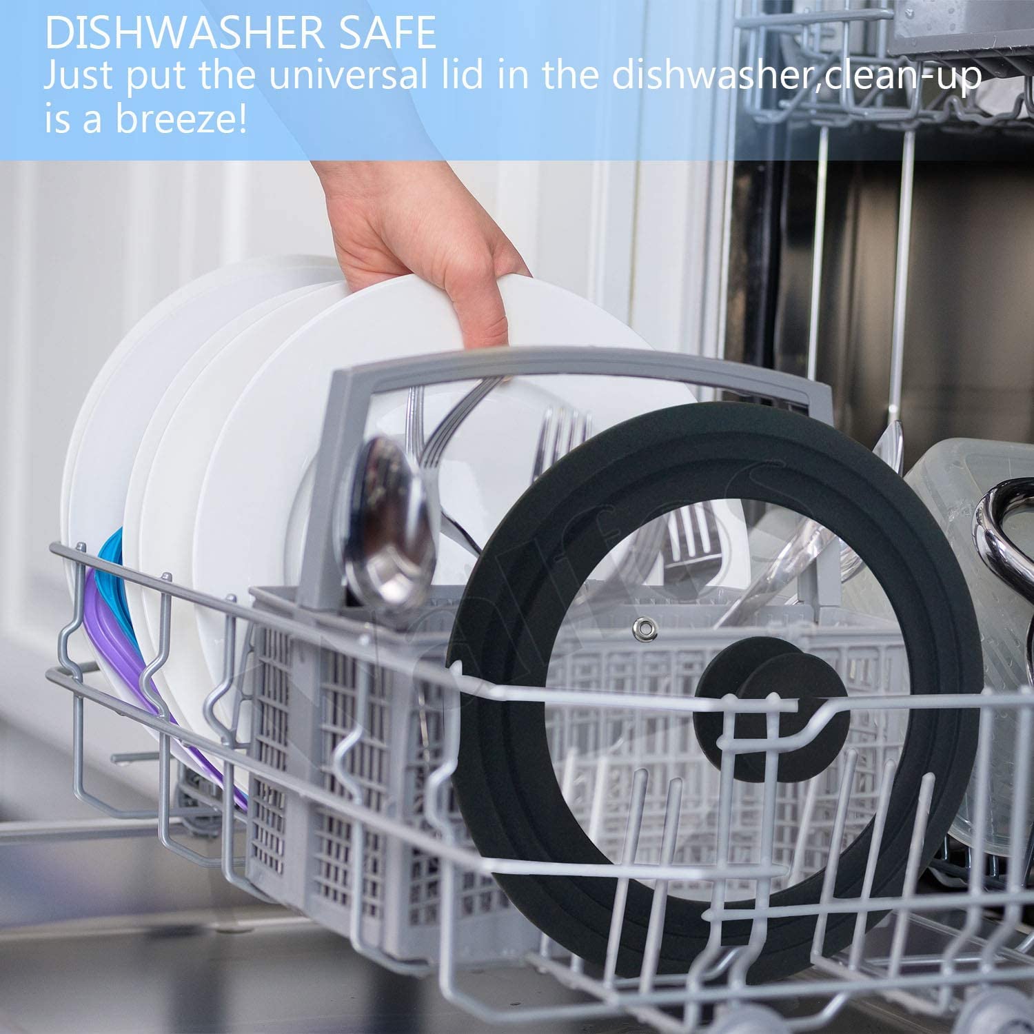 Walfos universal lid flat storage design saves kitchen space.