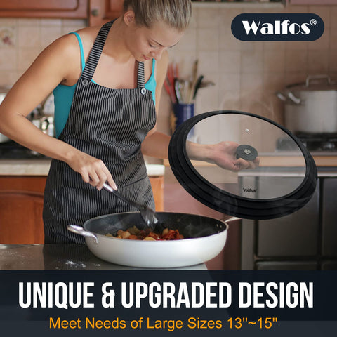 Walfos lid with silicone edge offers a secure seal and heat resistance