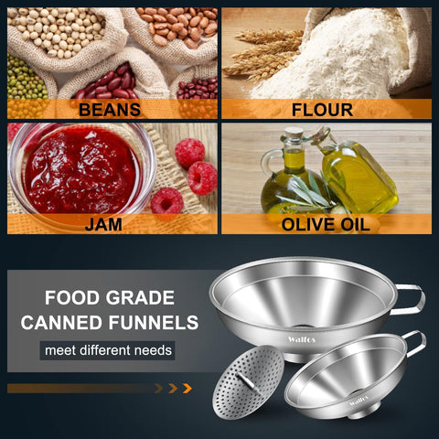 Walfos 4-inch wide-mouth funnel ideal for small jars and bottles