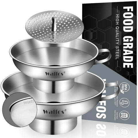 Walfos wide-mouth funnel 5.5 inch over jars for spill-free pouring