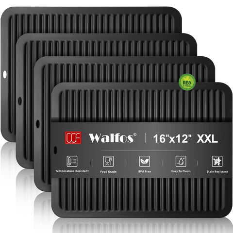 Walfos XXL trivet on counter protects quartz from hot pots