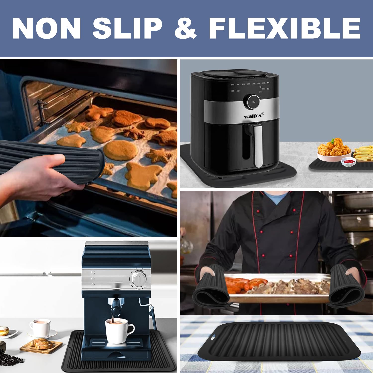 Walfos silicone trivet is non-slip for stable cooking