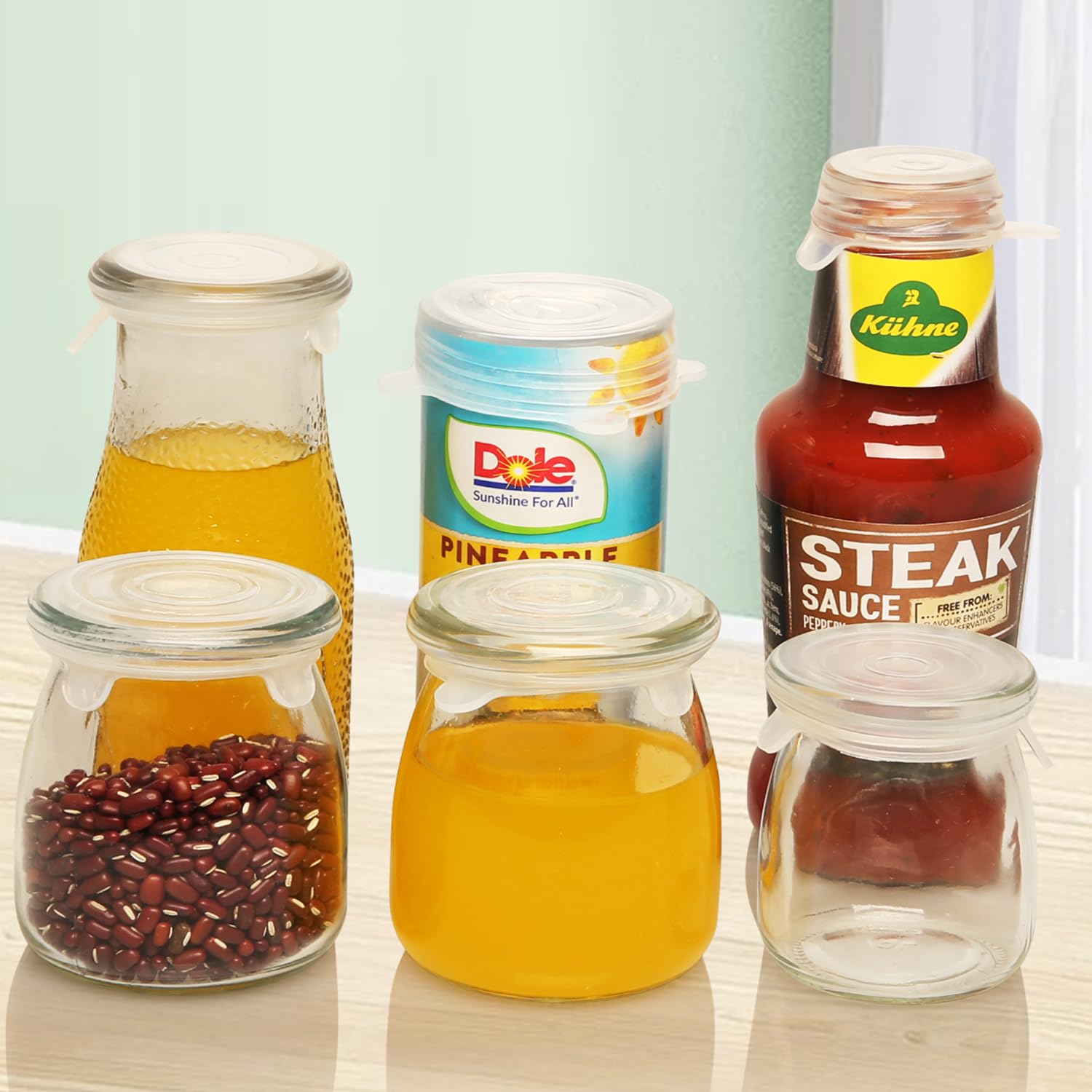 Walgett pack of 8 silicone lids fits various containers and stores neatly