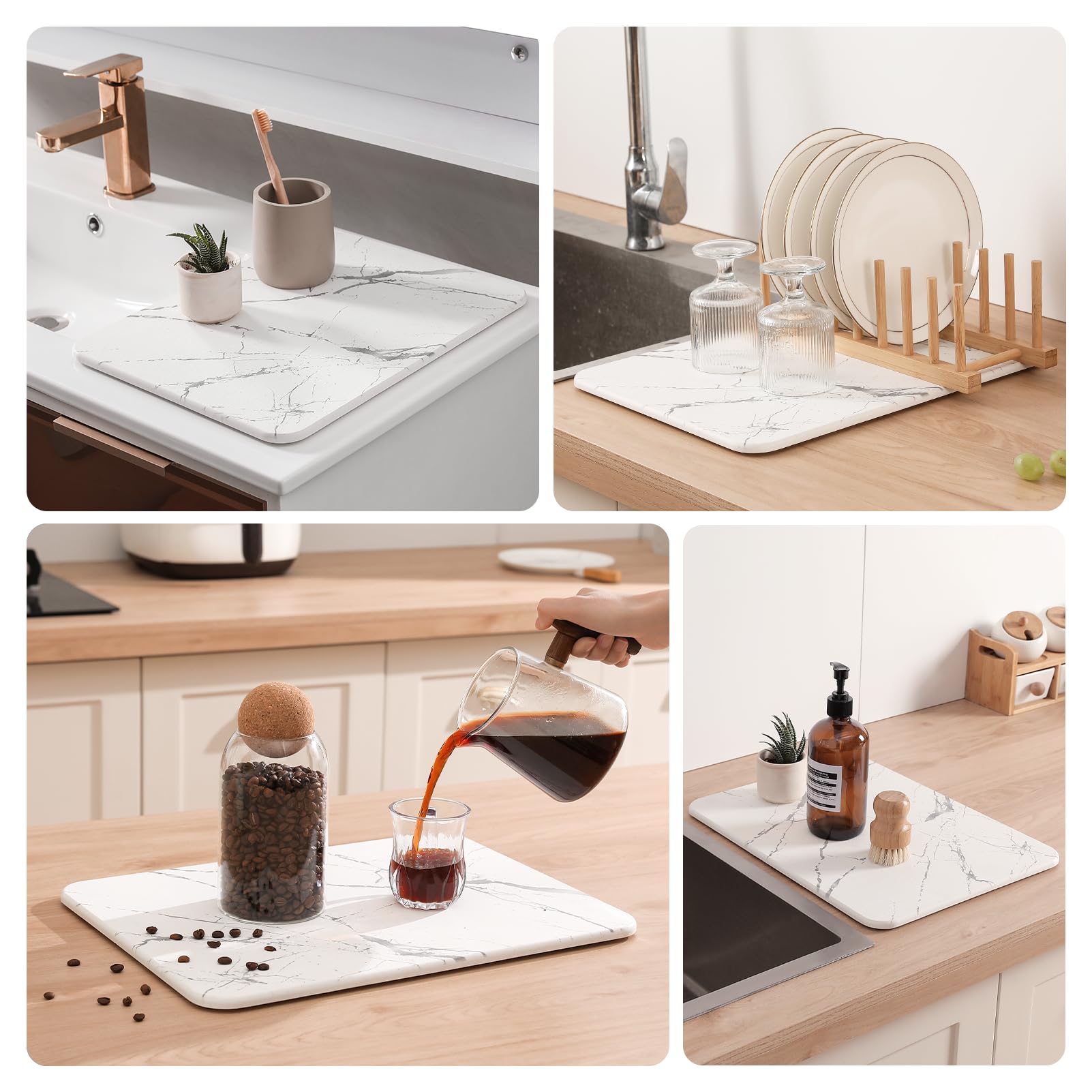WALL QMER easy-clean stone mat resists staining and cleans with a quick wipe