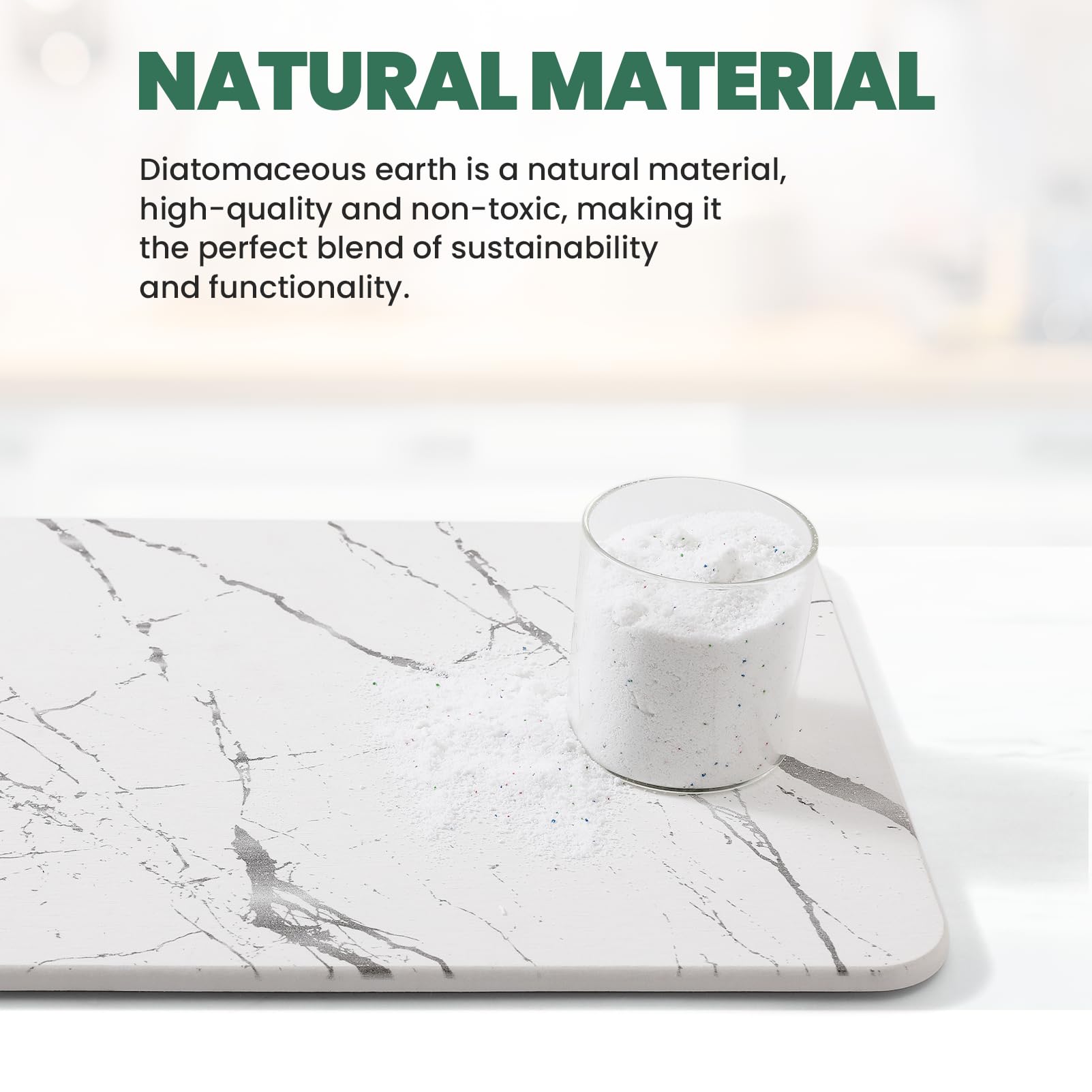 WALL QMER stone drying mat supports pet bowls drying beside the sink