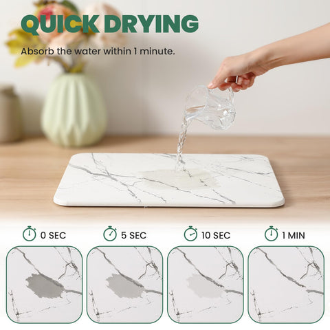 WALL QMER white marble drying tray keeps the kitchen counter organized after meals