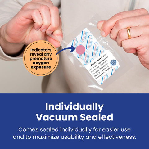 Wallaby oxygen absorber packaging highlights food-grade materials for safe storage.