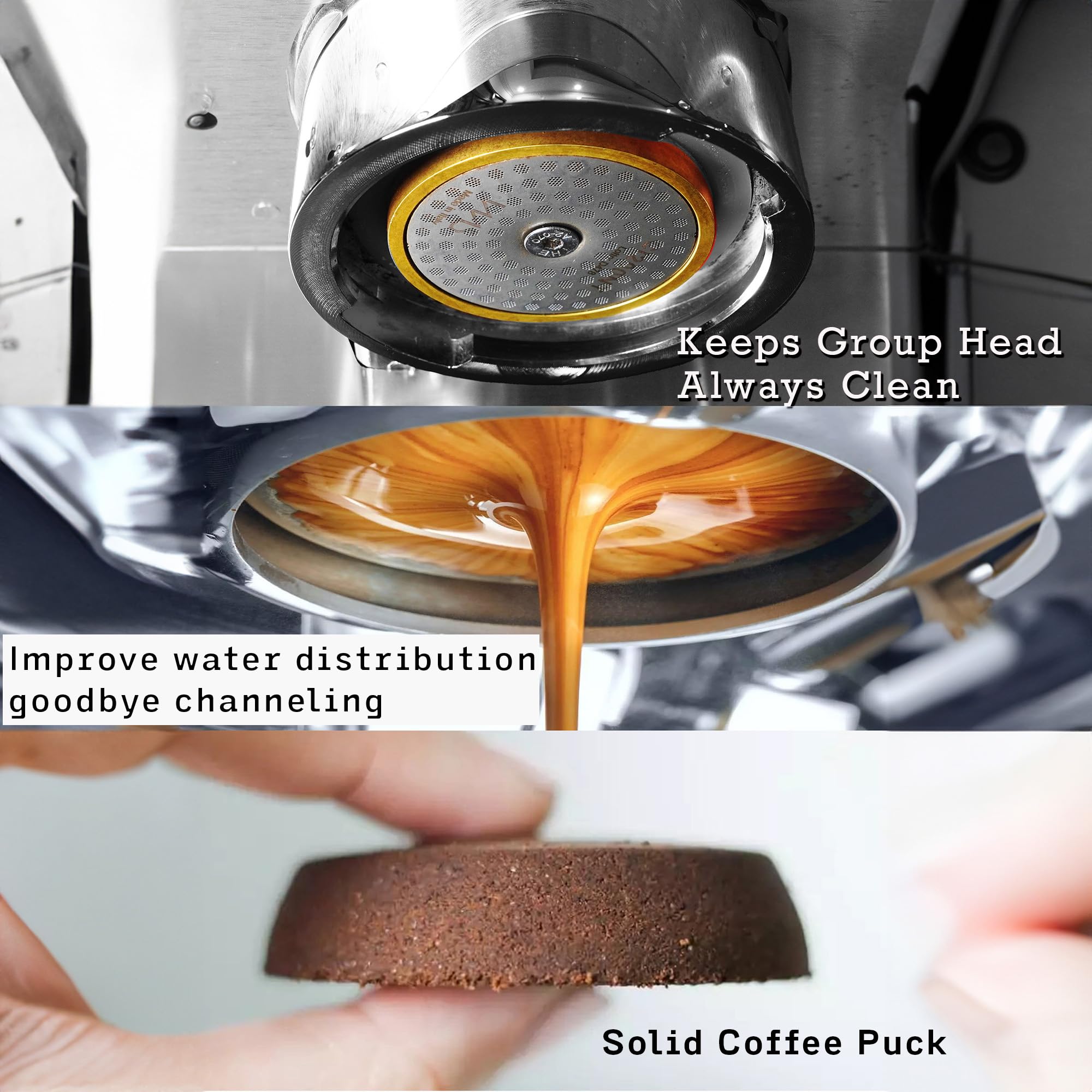 Walnut Coffee puck screen 1.7mm thickness stabilizes distribution