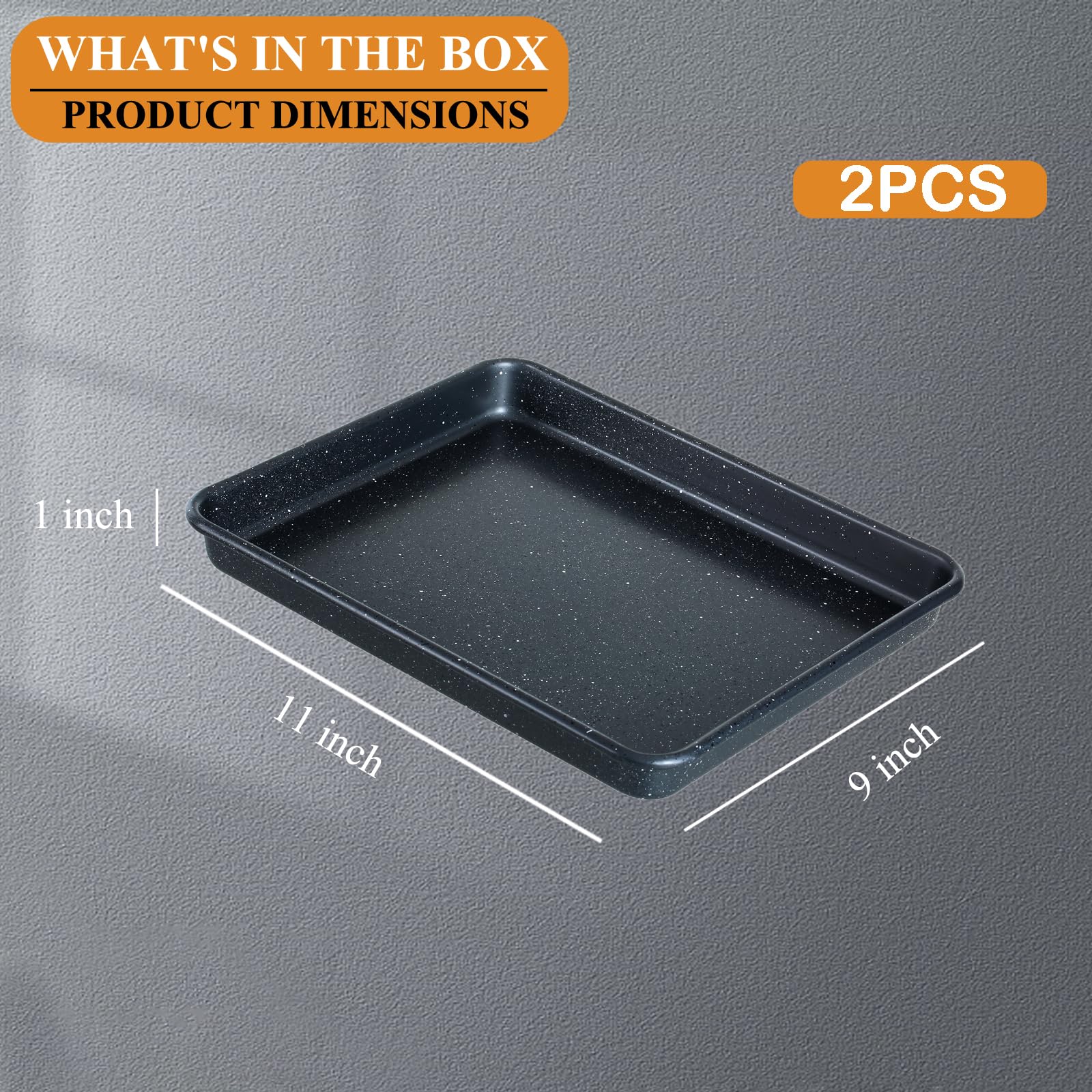 Walooza baking sheets 11x9 nonstick coating for easy food release and quick cleanup.