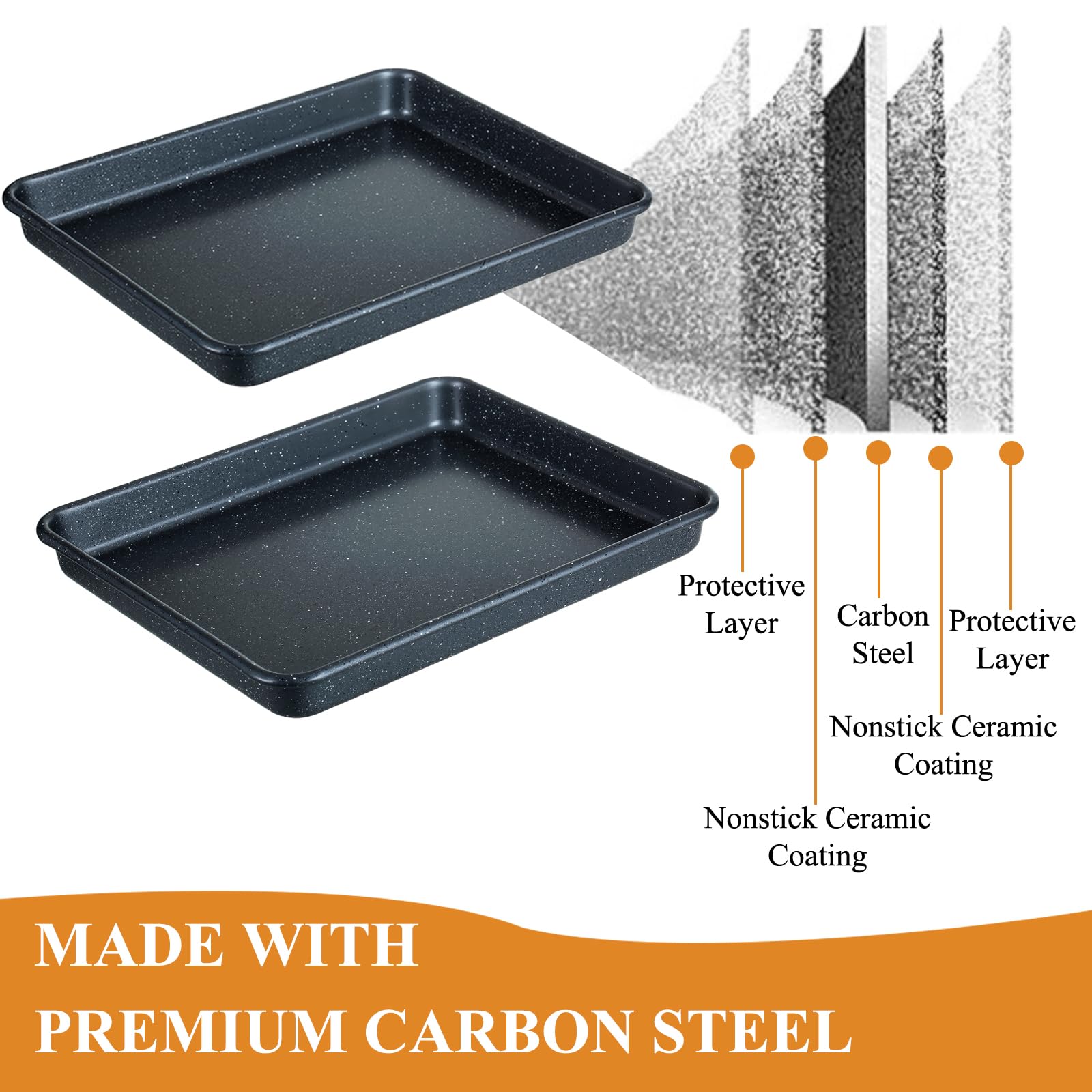Walooza baking sheets 1inch edges help prevent spills during roasting.