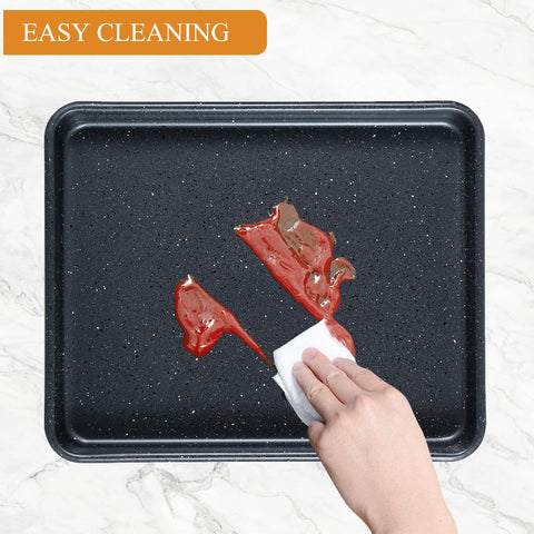 Walooza baking sheets easy-clean surface simplifies hand washing after cooking.