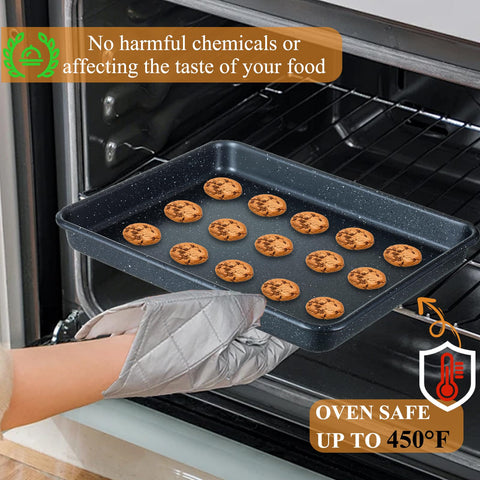 Walooza baking sheets stackable design saves cabinet space for organized baking.