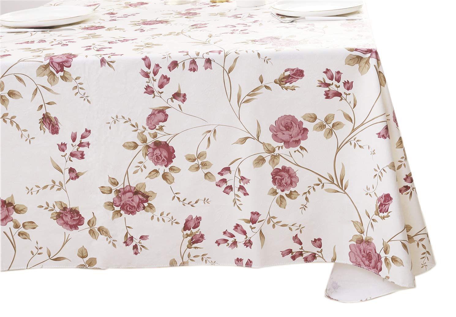 Walrus flannel-backed tablecloth closeup demonstrates plush backing and durable protection.
