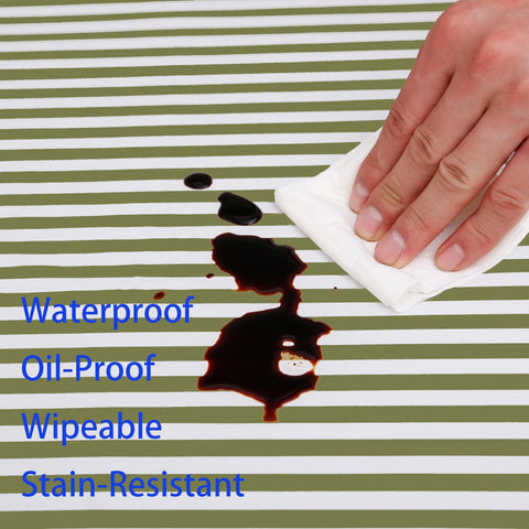 Walrus tablecloth stripe flannel backing detail communicates extra protection.