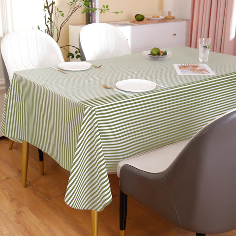 Walrus stripe tablecloth wipe-clean surface makes cleanup quick.