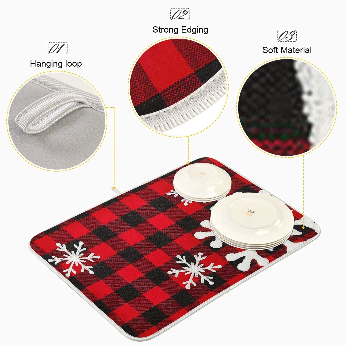 Wamika microfiber absorbent mat dries dishes fast