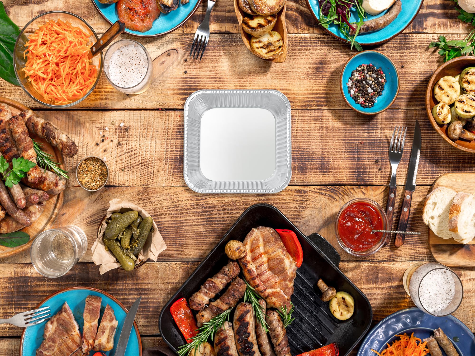 WANBAO stackable foil pans save space in prep areas and freezers