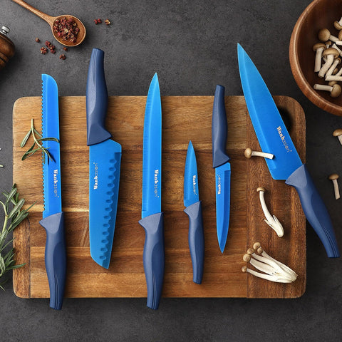 Wanbasion blue professional knife set handle balanced for precise control