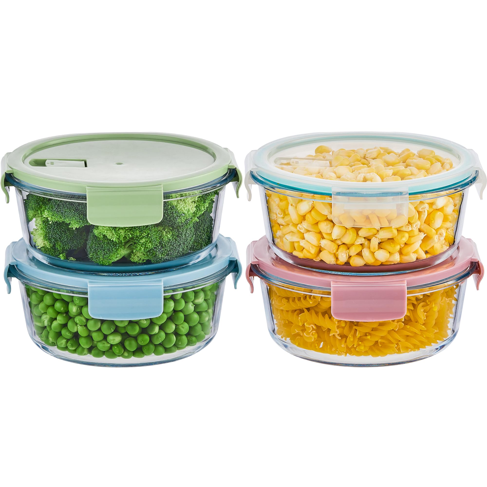 Wancilock round glass container with 4-cup capacity, ideal for meal prep.