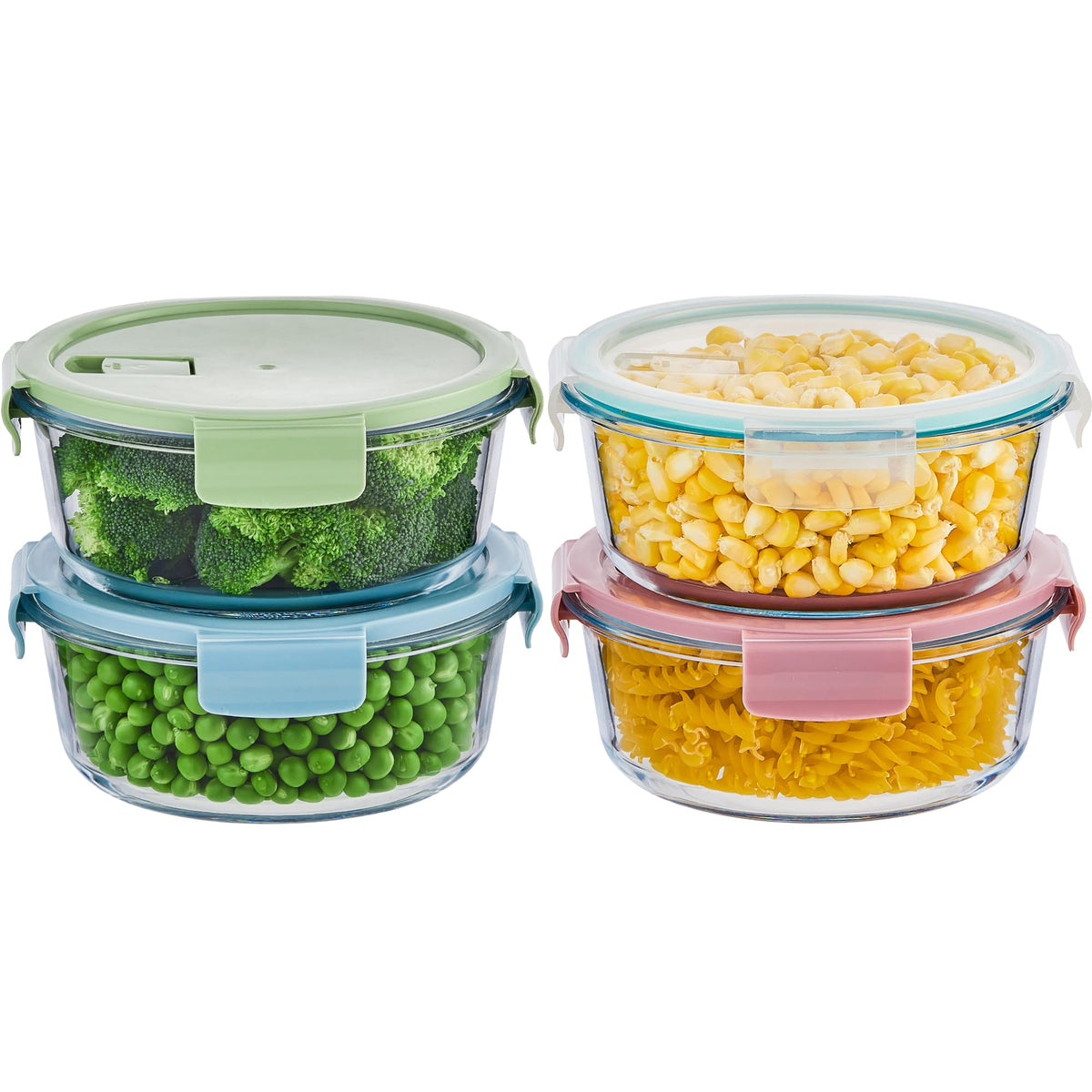 Wancilock round glass container with 4-cup capacity, ideal for meal prep.