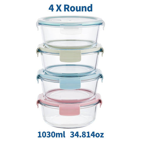 Wancilock round glass container lid close-up showing airtight seal.