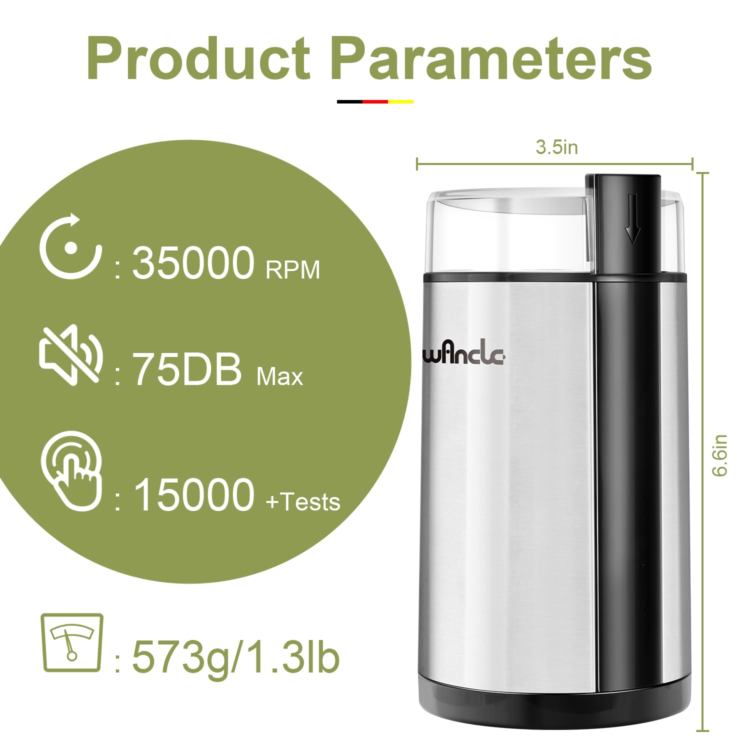 Wancle coffee grinder spices-inside, versatile for herbs and seeds.