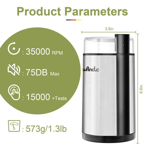 Wancle coffee grinder spices-inside, versatile for herbs and seeds.