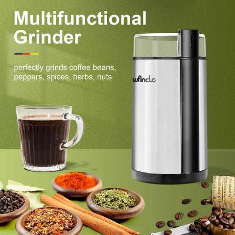 Wancle coffee grinder transparent lid closeup, observe grinding for precise control.