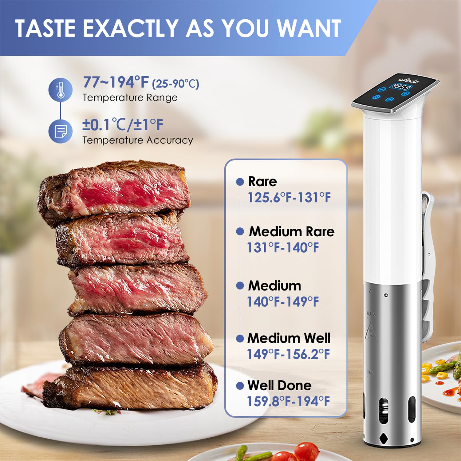 Wancle sous vide cooker control panel enables precise temperature control for beginner cooks