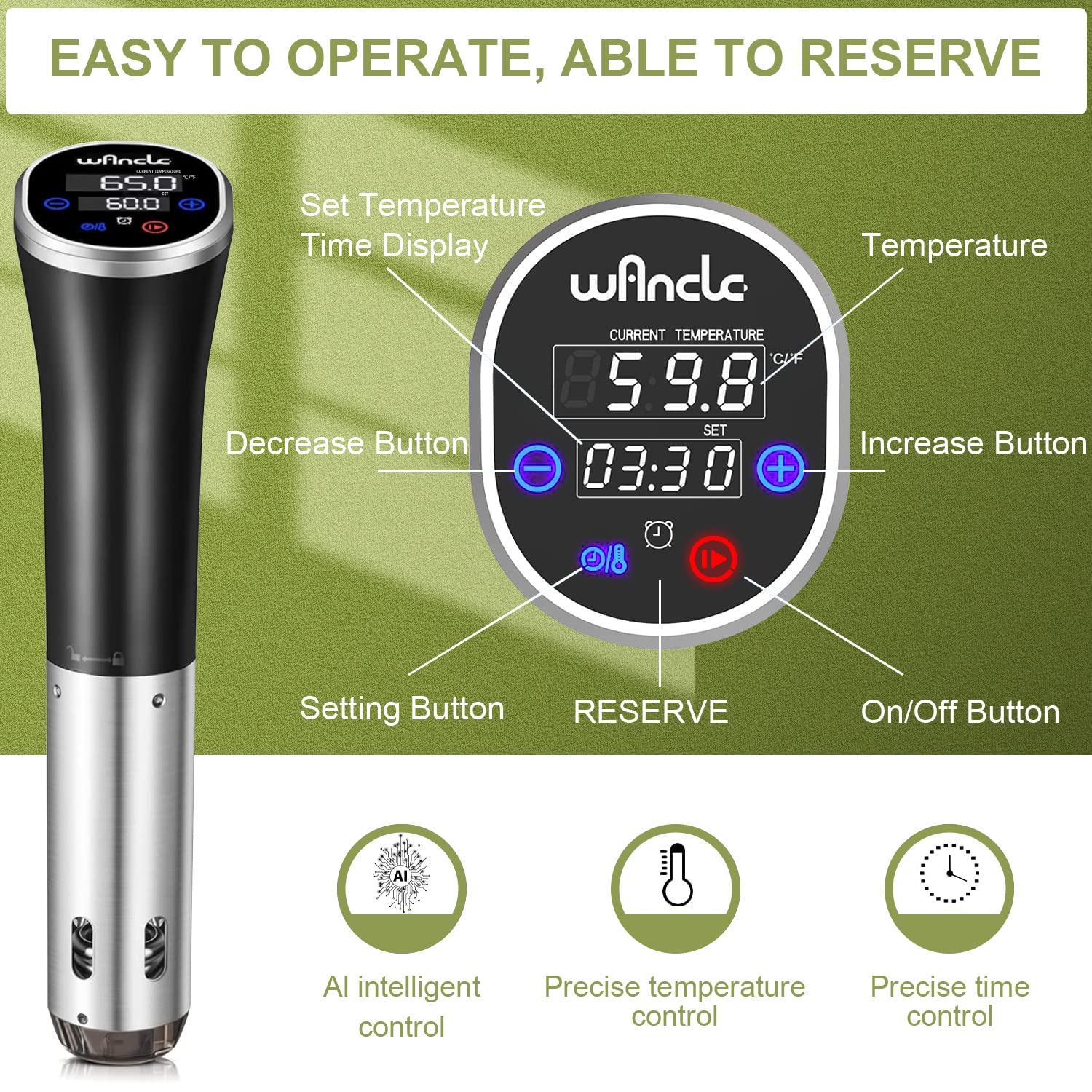 Wancle Sous Vide Cooker IPX7 waterproof feature enables easy cleanup