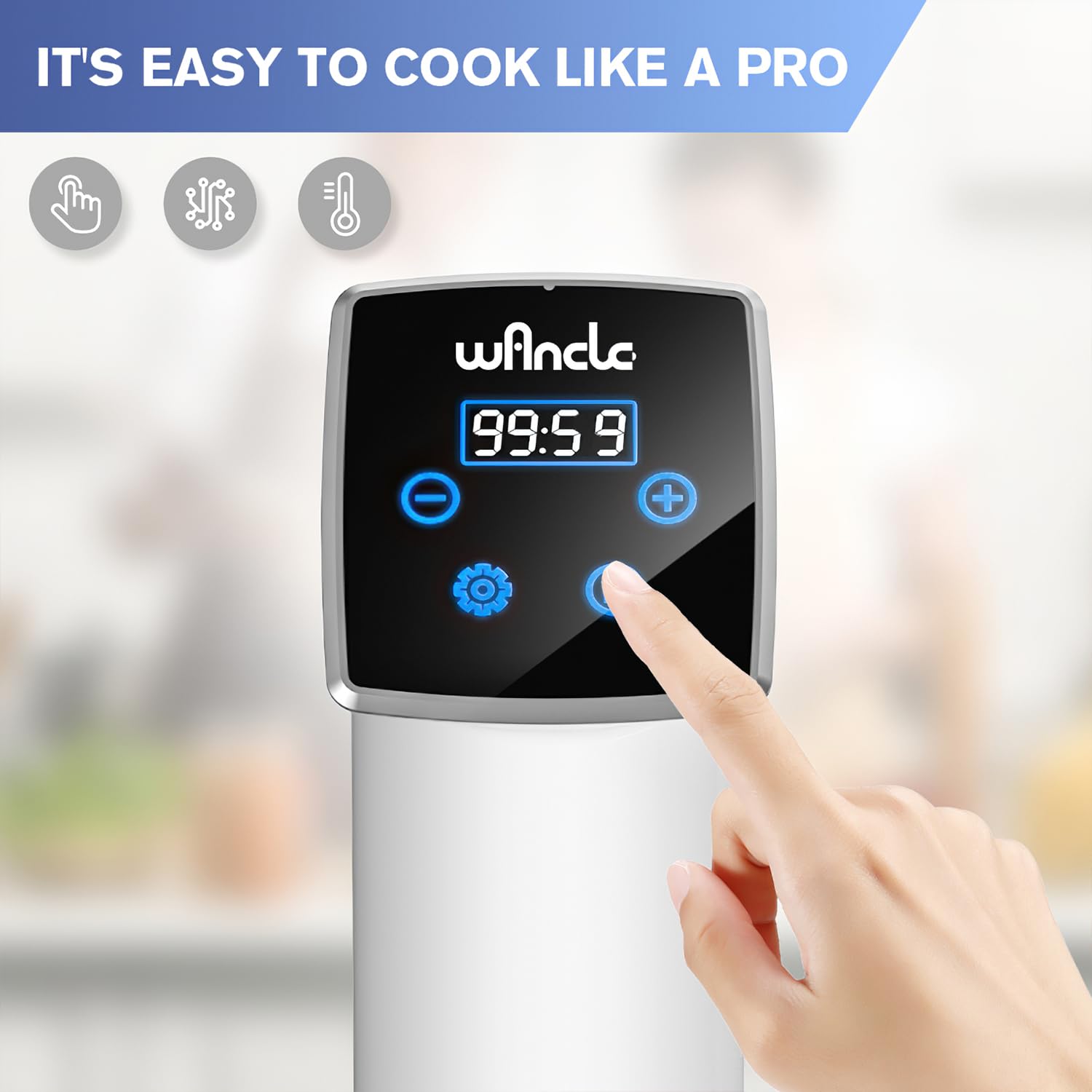 Wancle sous vide cooker IPX7 waterproof feature simplifies safe cleaning after cooking