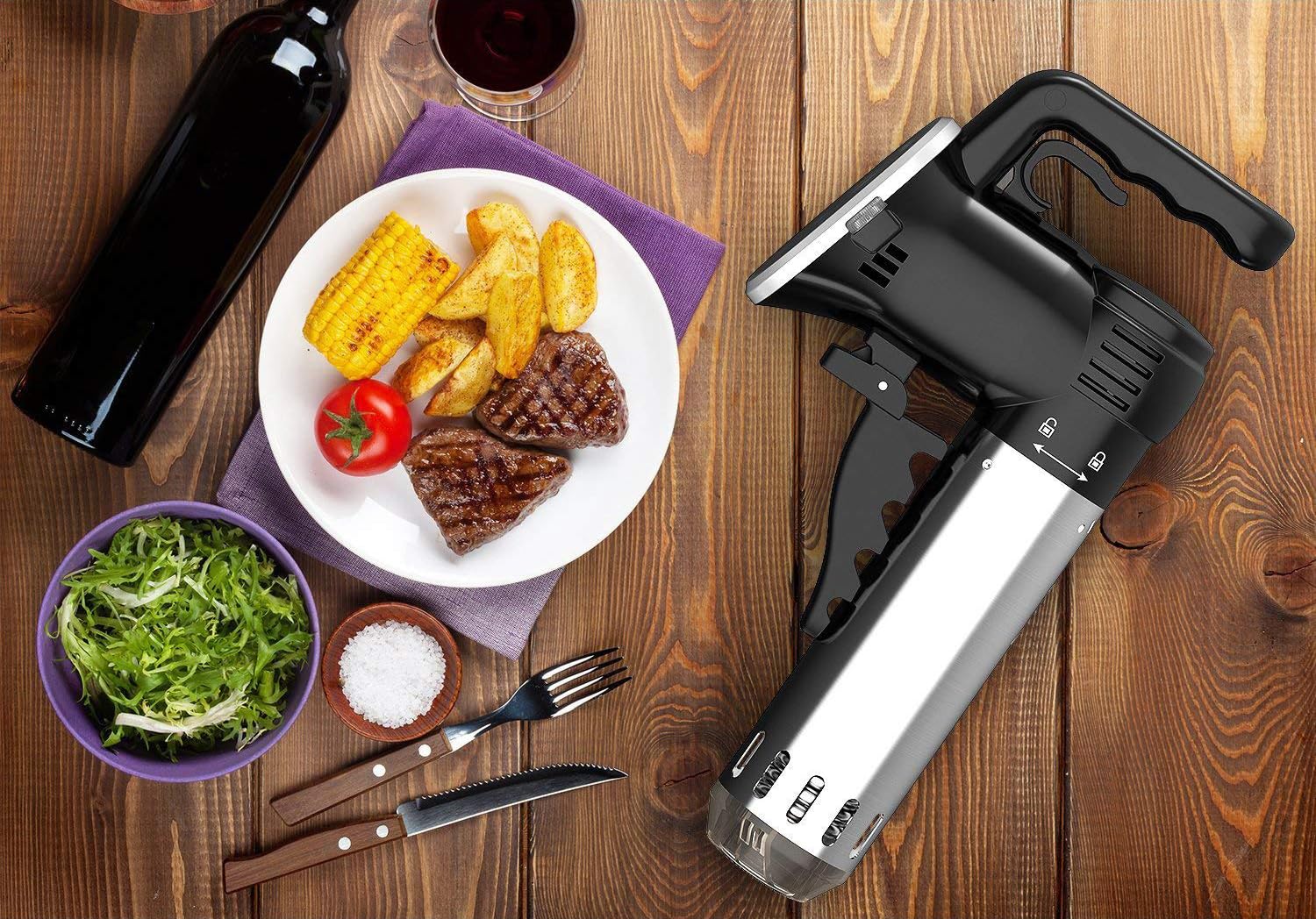Wancle sous vide cooker precision control panel delivers exact heat and timing.