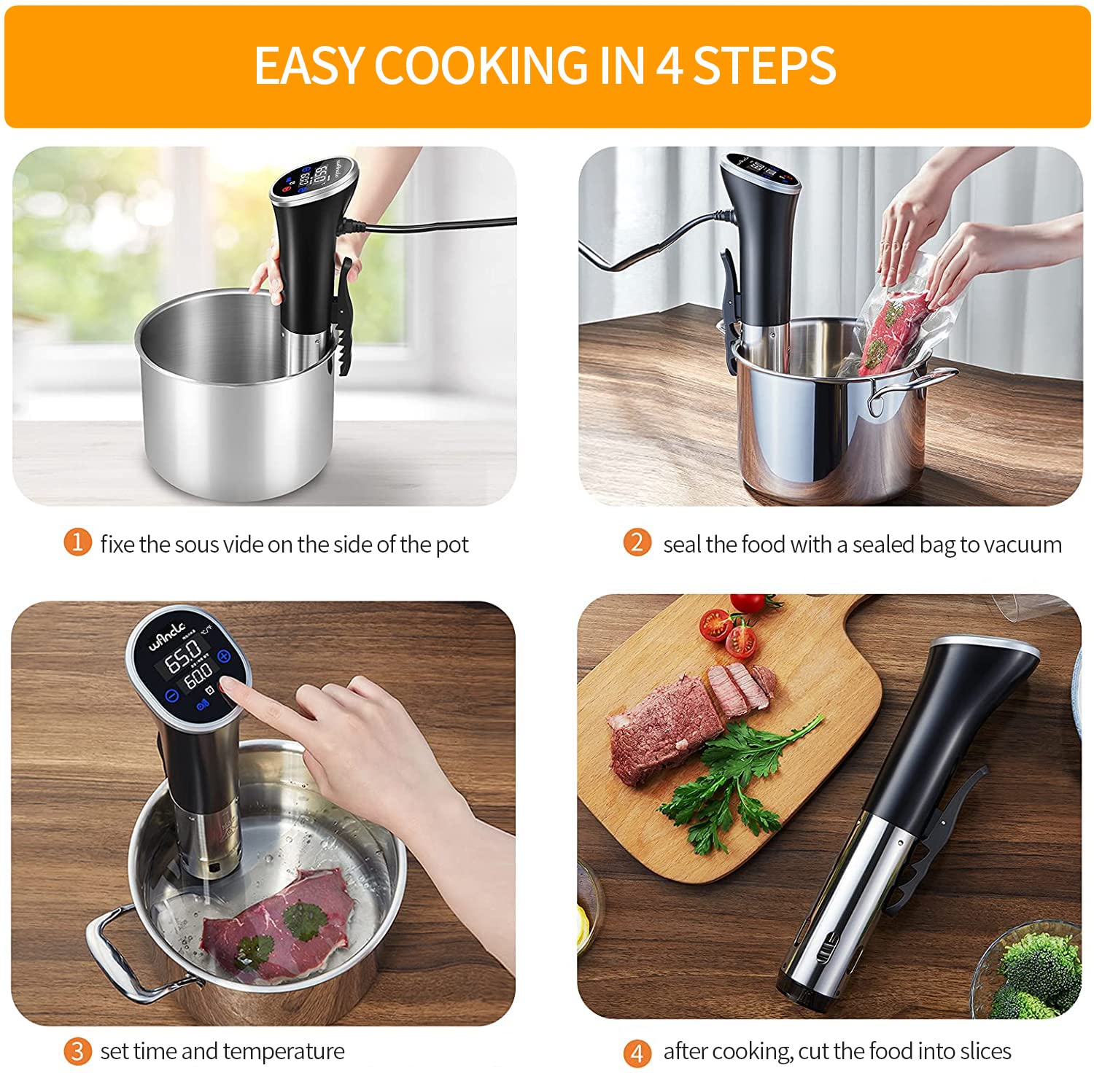 Wancle Sous Vide Cooker reservation function enables pre-planned meals