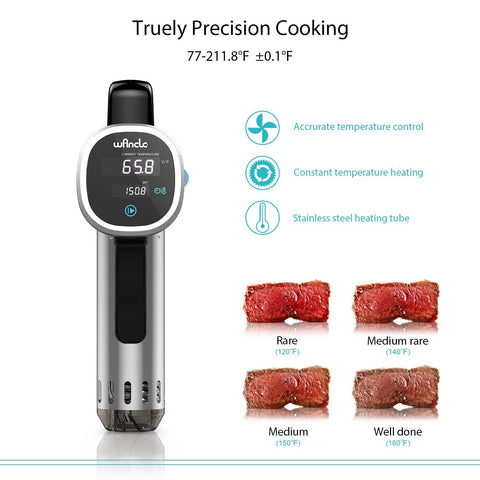 Wancle sous vide cooker water bath shows steady circulation for even cooking.