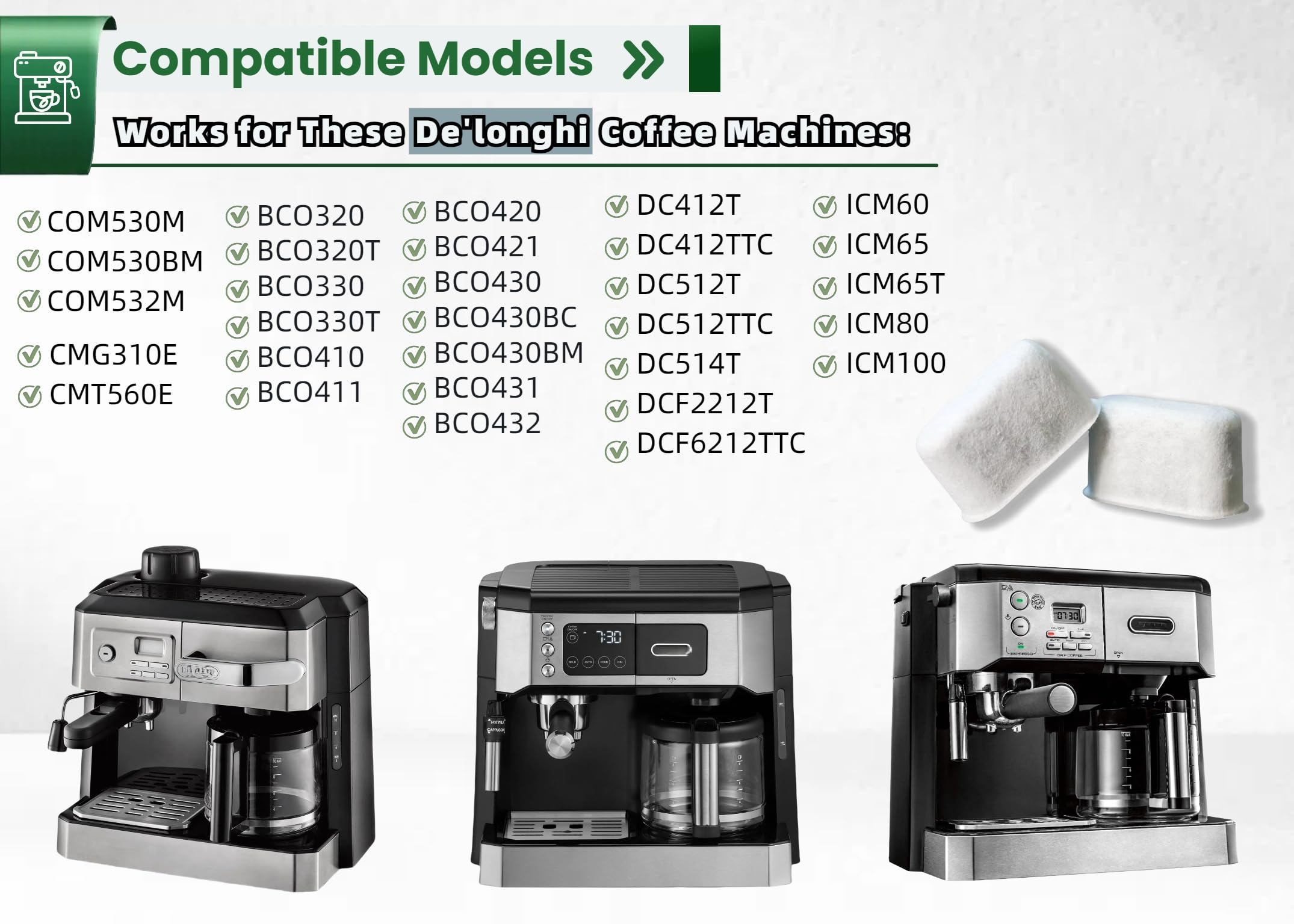 Wangenbro filter for Delonghi COM532M close-up emphasizing mineral-free water for flavor