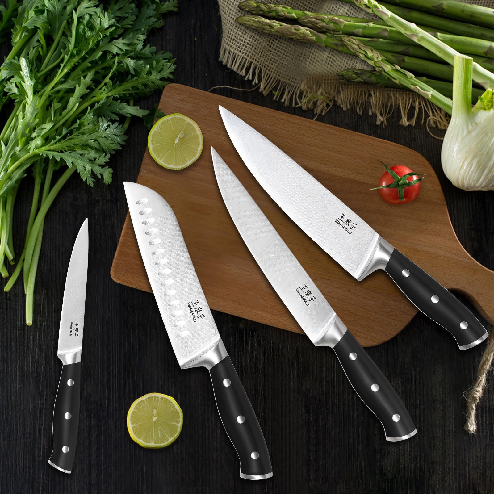 WANGMAZI bread knife 8in cleanly slices crusty loaves.
