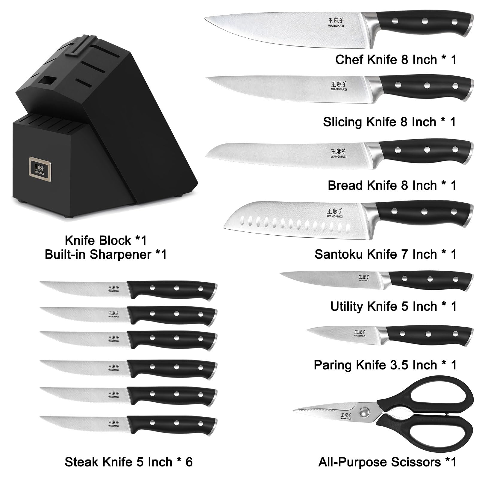 WANGMAZI slicing knife 8in for clean, fast slices.