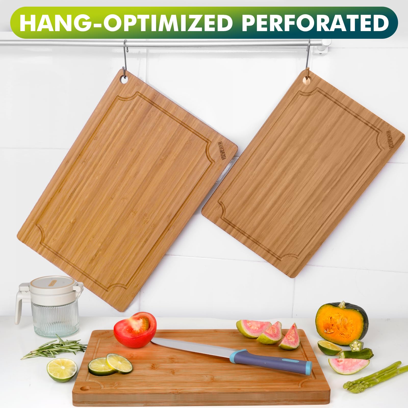 WANGMUXIA dual side juice grooves cutting board for efficient drainage