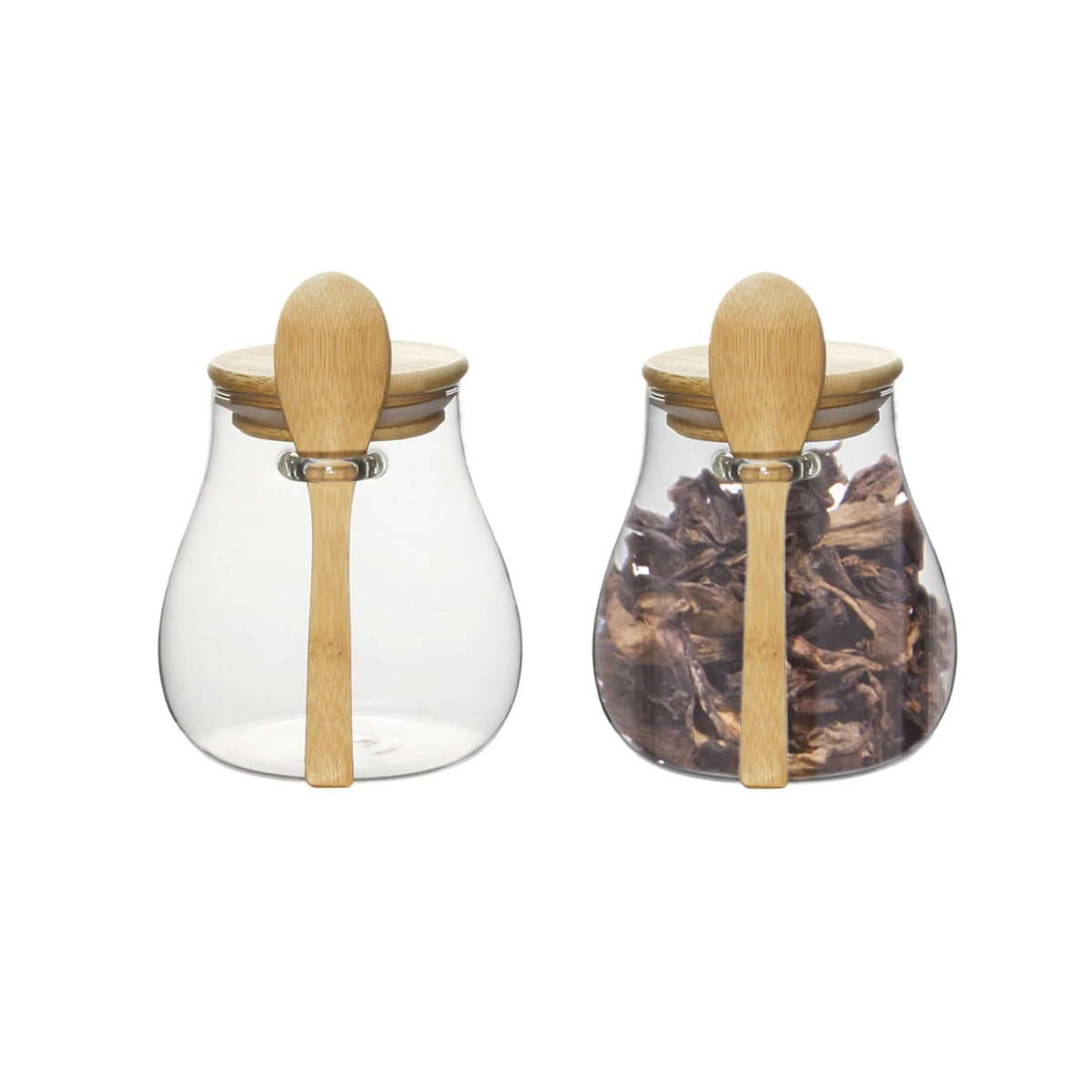 wangsdjy glass storage jar with bamboo lid and spoon for coffee beans freshness