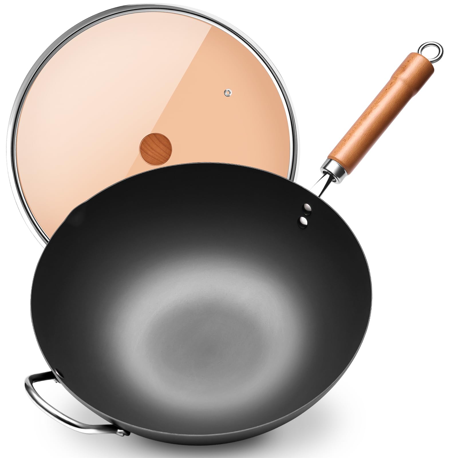 WANGYUANJI iron wok top view emphasizes even heat for sizzling stir-fries