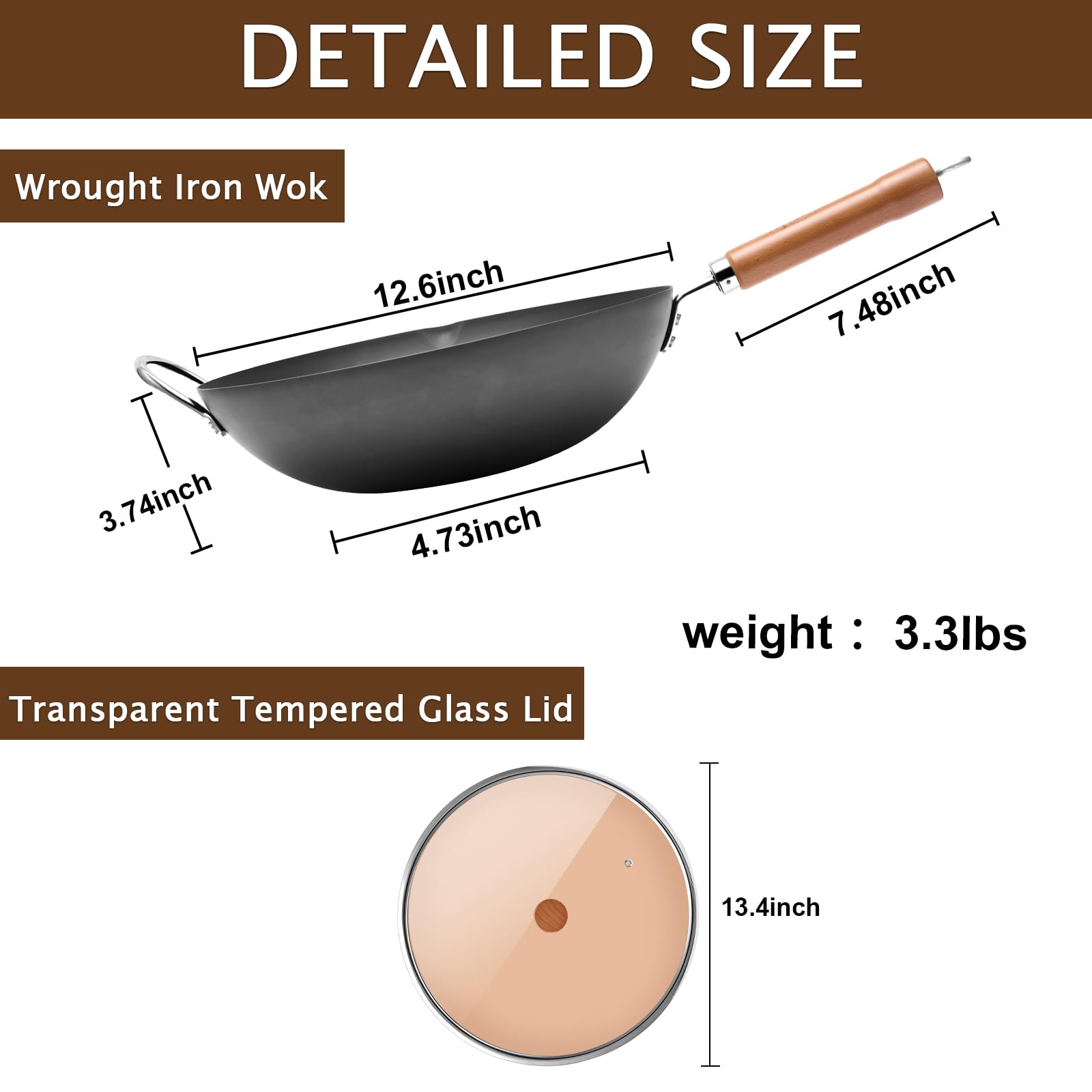 WANGYUANJI pure iron wok supports versatile cooking with any utensil