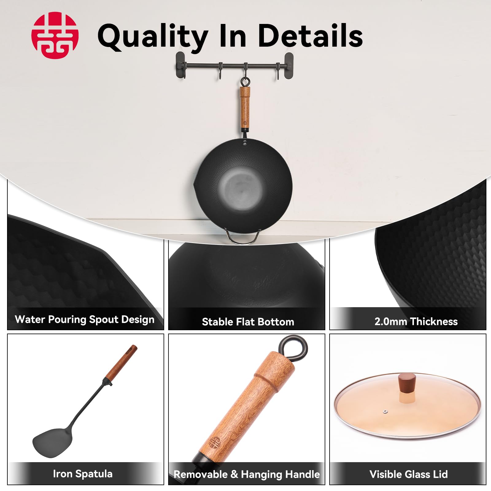 WANGYUANJI uncoated carbon steel wok supports healthier cooking with natural patina.