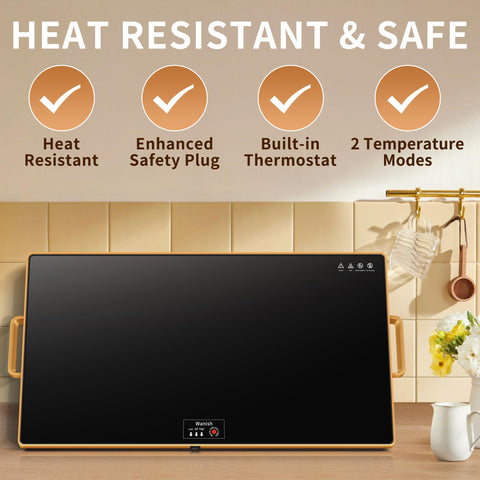 Wanish non-slip feet stabilize the warmer on any surface.