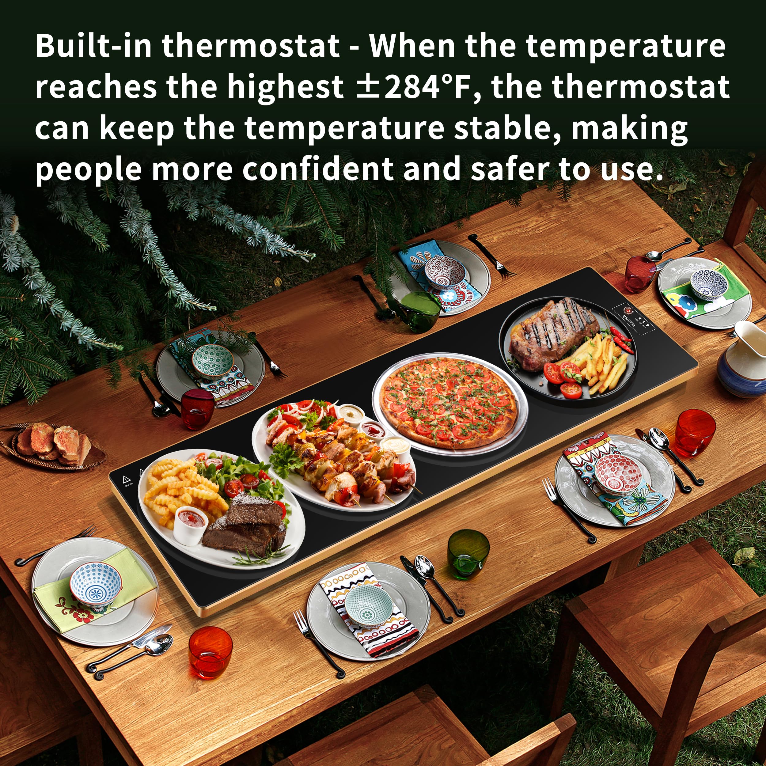 Wanish multi-dish warming capabilities supporting several platters.
