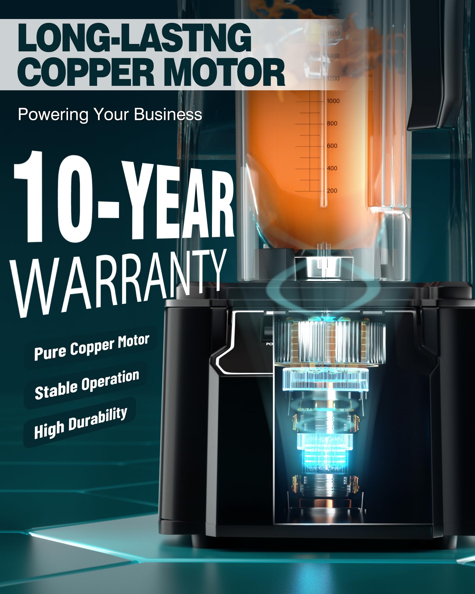 WantJoin 2200W motor powering fast, reliable blending for smoothies and sauces
