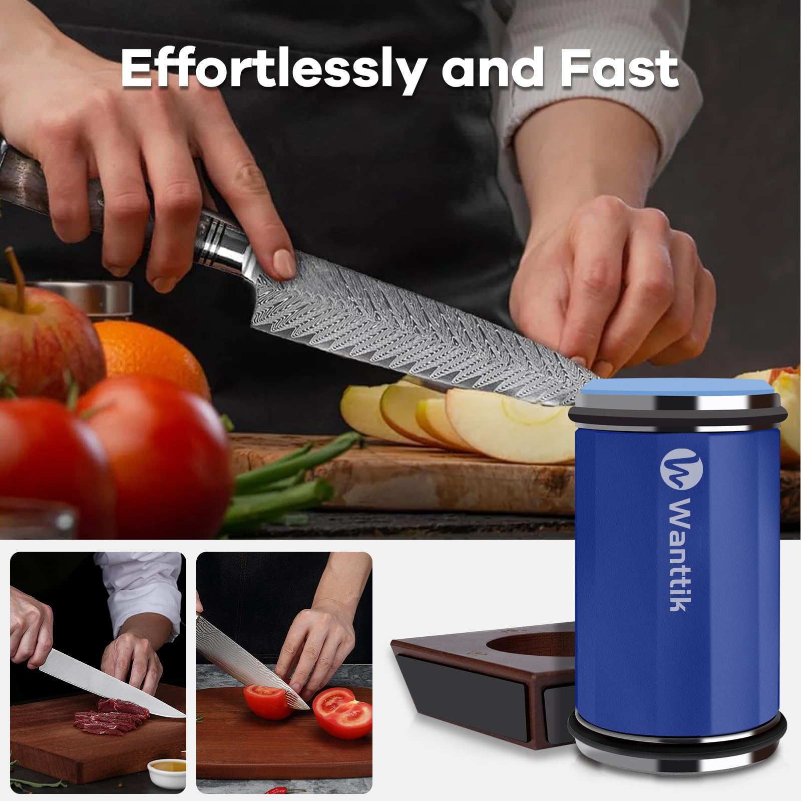 WANTTIK sharpener set to 15-degree angle for delicate blades
