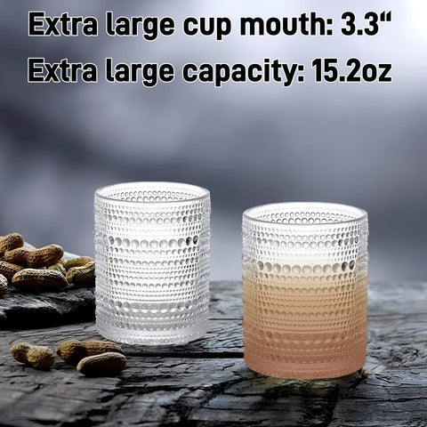 WANYISHUN clear 15oz glass showcases beverage color and clarity.