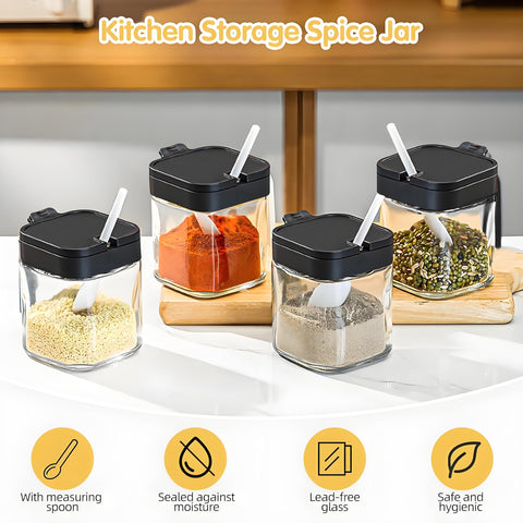 WANYISHUN clear glass spice jars with 300 ml capacity for easy visibility.