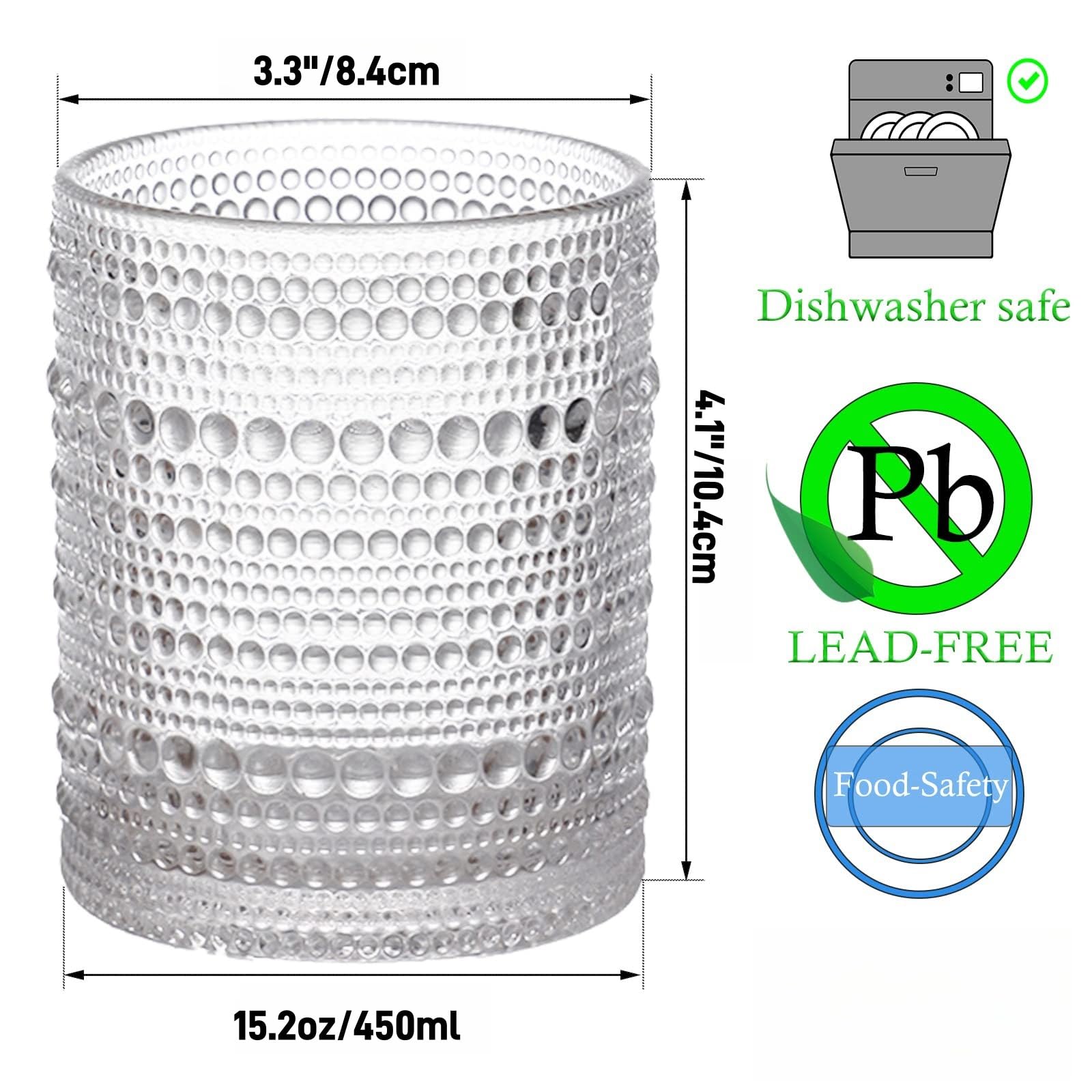 WANYISHUN dishwasher-safe hobnail glasses designed for effortless cleaning.