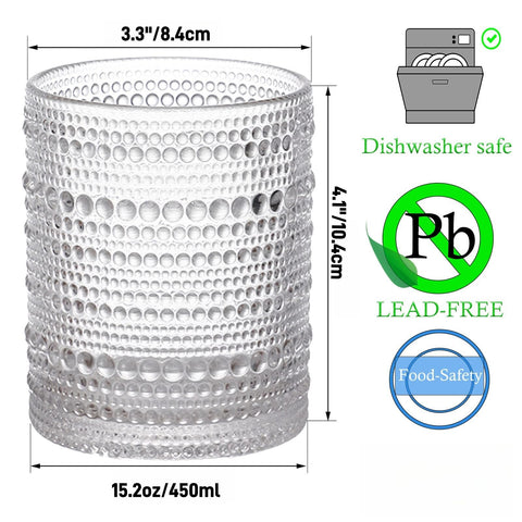 WANYISHUN dishwasher-safe hobnail glasses designed for effortless cleaning.